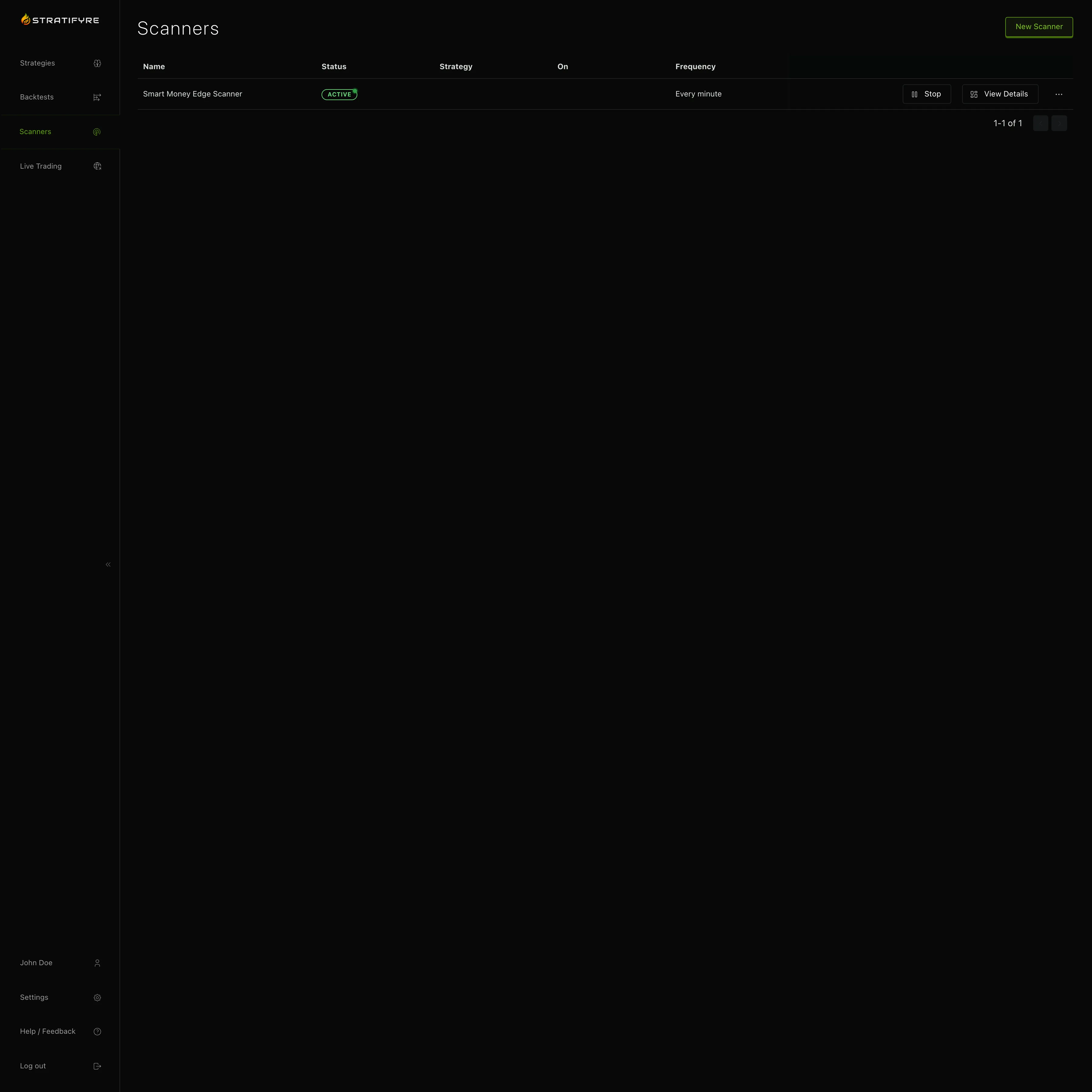 Stratifyre Scanner Dashboard